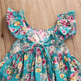 Toddler Clothing Infant Baby Girl Clothes Summer Ruffle Blue Flower Girl Dress Cute Girls Dresses Sundress Casual Children Clothing 0-5Y