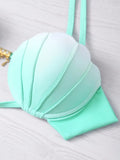 Hot Sale Summer Mermaid Bikini Western Style Women Bikinis Gradient Ramp Color Sexy Shell Swimsuit Low Waist Bathing Suit