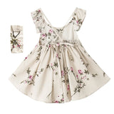 Baby Girls Dresses Floral bourette soft Summer Sundresses Ruffle Love Heart Bow Spaghetti Strap Kids Casual Dress C656