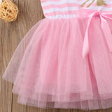 Summer Baby Girls Dresses 2018 New Kids Girl Sleeveless Bow Cartoon Sequins Unicorn Dresses Baby Girls Casual Striped Tulle Princess Dress