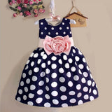 Fashion Children Baby Kids Girls 3-8 Age Casual Dot Sleeveless Dress kids big flower Skirts Outfits Dress 3 colors