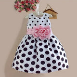 Fashion Children Baby Kids Girls 3-8 Age Casual Dot Sleeveless Dress kids big flower Skirts Outfits Dress 3 colors