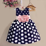 Fashion Children Baby Kids Girls 3-8 Age Casual Dot Sleeveless Dress kids big flower Skirts Outfits Dress 3 colors