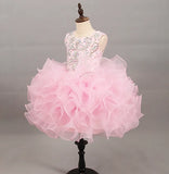 New Baby Pink Toddler Cupcake Pageant Dress Ruffles Crystal Backless Little Girls Birthday Formal First Holy Communion Dress Kids Prom Gown