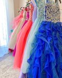 Royal-Blue Velvet Pageant Dresses for Infant Toddlers Teens Cap Sleeve ritzee roise Ball Gown Long Little Girl Formal Party Gowns Keyhole Back Beading Crystals CG001