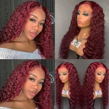 Curly Burgundy Synthetic Lacefront Wig Simulation Human Hair Lace Front Wigs Small Size 16~26 inches RXL008 s