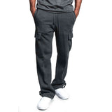 New Men's Side Pockets Cargo Straight Pants Fleece Male Joggers Trousers Fashion Casual Streetwear Outdoor Work Tracksuit Pants X1027