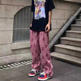 Corduroy Human Head Mask Hip Hop Summer Casual Trousers for Men and Women Drawstring Straight Oversize Baggy Track Pants P0811