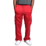 New Men's Side Pockets Cargo Straight Pants Fleece Male Joggers Trousers Fashion Casual Streetwear Outdoor Work Tracksuit Pants X1027