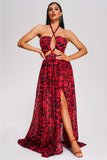 kamames Verga Halter Leopard Maxi Dress