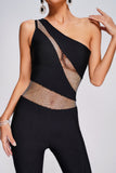 kamames Trinvilla One Shoulder Mesh Bandage Jumpsuit