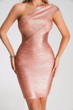 kamames Lika Metallic Mini Cocktail Dress - Rose Gold