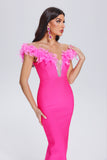 kamames Patent Feather Midi Bandage Dress