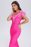 kamames Patent Feather Midi Bandage Dress