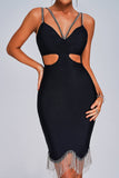 kamames Chala Rhinestone Tassel Mini Bandage Dress