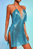 kamames Rocelle Metallic Mesh Mini Dress