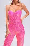 kamames Natalie Sequin Jumpsuit - Pink