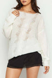 kamames Crew Neck Hollow Knitted Sweater