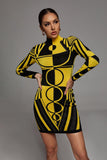 kamames Ainslie Long Sleeve Bandage Dress - Yellow