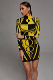 kamames Ainslie Long Sleeve Bandage Dress - Yellow