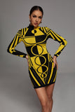 kamames Ainslie Long Sleeve Bandage Dress - Yellow