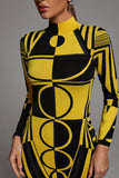 kamames Ainslie Long Sleeve Bandage Dress - Yellow