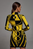 kamames Ainslie Long Sleeve Bandage Dress - Yellow