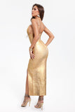 kamames Alyson Metallic Midi Cocktail Bandage Dress