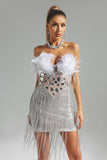 kamames Amy Feather Tassel Mini Dress