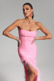 kamames Andrea Strapless Feather Bandage Dress