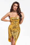 kamames Anna Golden Sequins Side Slit Dress