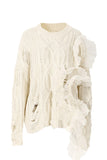 kamames Beige Twist Ruffled Hole Sweater