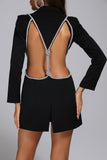 kamames Bikala Rhinestone Backless Blazer Dress