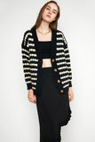 kamames Black Striped Knitted Cardigan