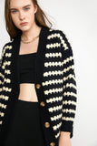 kamames Black Striped Knitted Cardigan