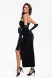 kamames Breenda Velvet Bowknot Midi Dress