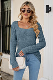 kamames Casual Square Neck Ribbed Sweater