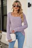 kamames Casual Square Neck Ribbed Sweater