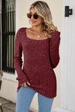 kamames Casual Square Neck Ribbed Sweater