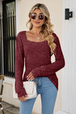 kamames Casual Square Neck Ribbed Sweater