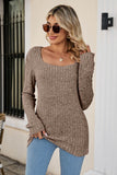 kamames Casual Square Neck Ribbed Sweater