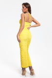 kamames Christine Yellow Mesh Midi Dress