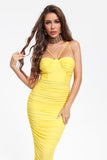 kamames Christine Yellow Mesh Midi Dress