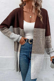 kamames Color Contrast Long Open Front Cardigan