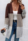 kamames Color Contrast Long Open Front Cardigan