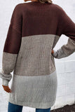 kamames Color Contrast Long Open Front Cardigan