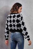 kamames Color Patchwork Argyle Knitted Cardigan