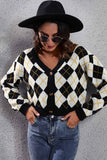 kamames Color Patchwork Argyle Knitted Cardigan