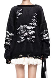 kamames Contrast Distressed Pullover Sweater