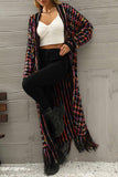 kamames Contrast Fringe Hem Open Front Long Cardigan